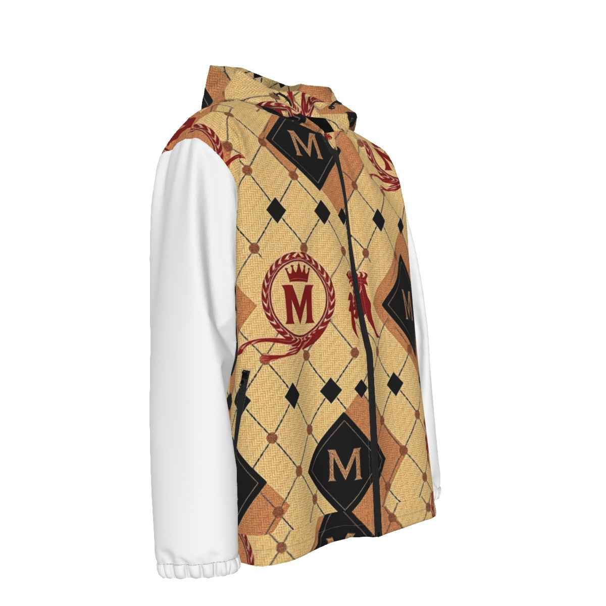 MUNSIEUR All-Over Print Men's Coat with Zipper Windbreaker