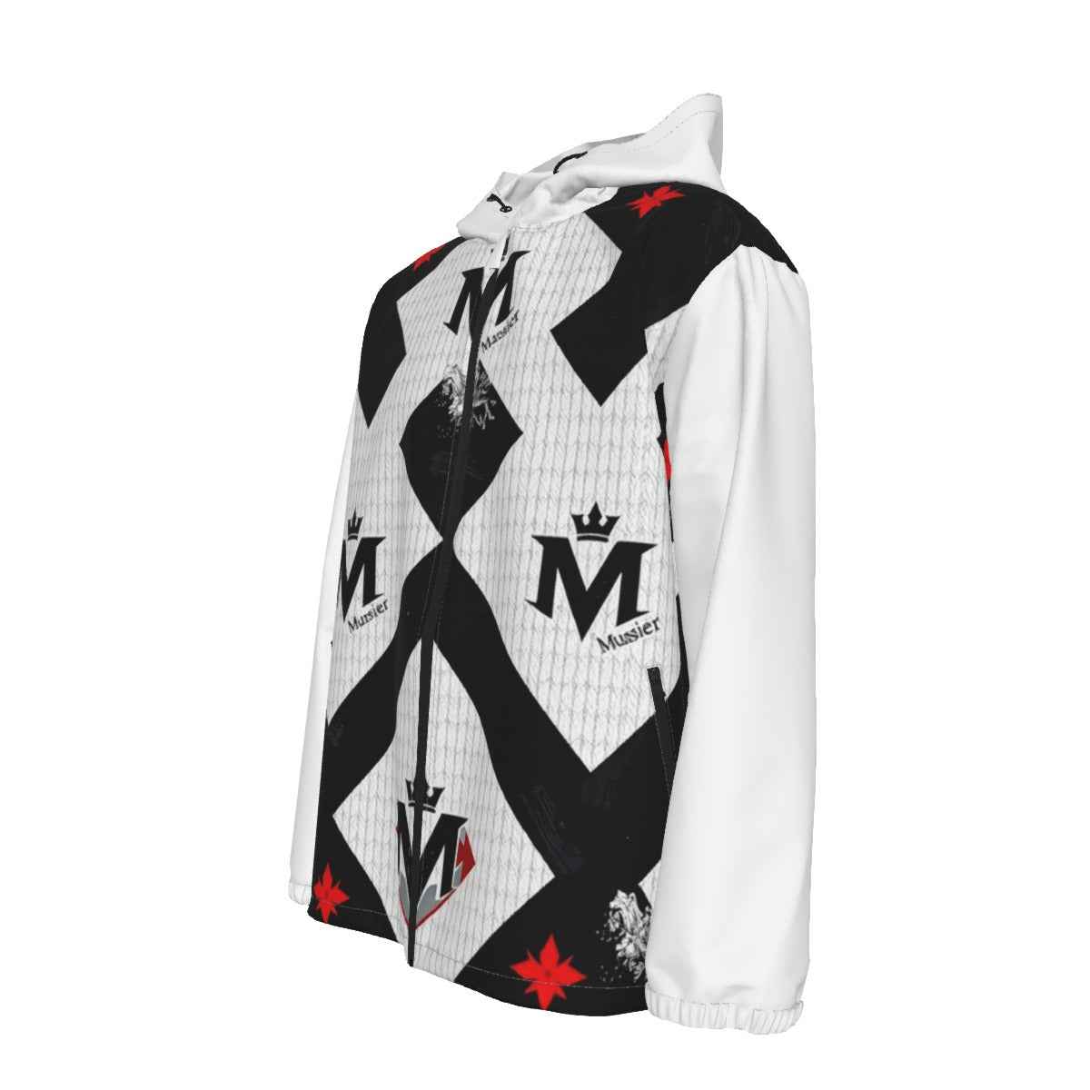 MUNSIEUR All-Over Print Men's Coat with Zipper Windbreaker