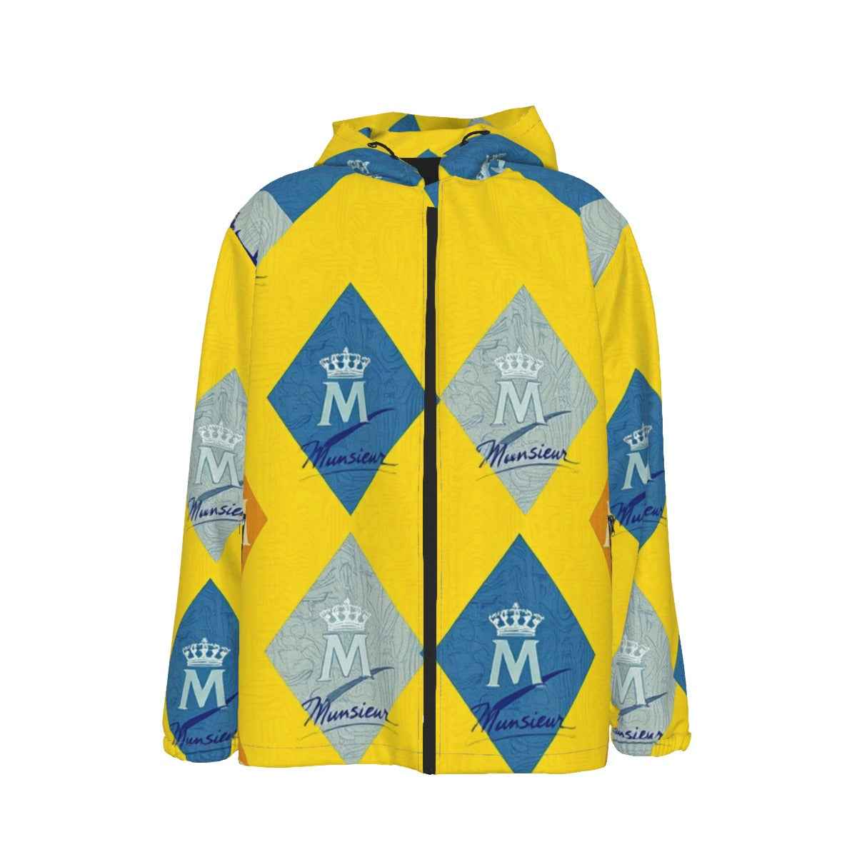 MUNSIEUR All-Over Print Men's Coat with Zipper Windbreaker