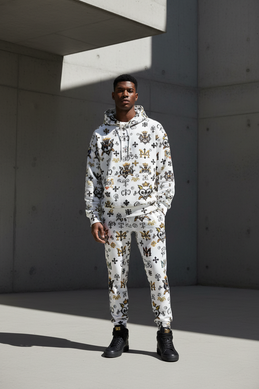 Men's Printed Joggers with Black String - Athletic