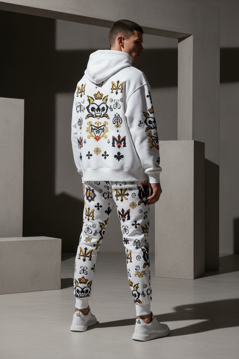 Men's Printed Joggers with Black String - Athletic