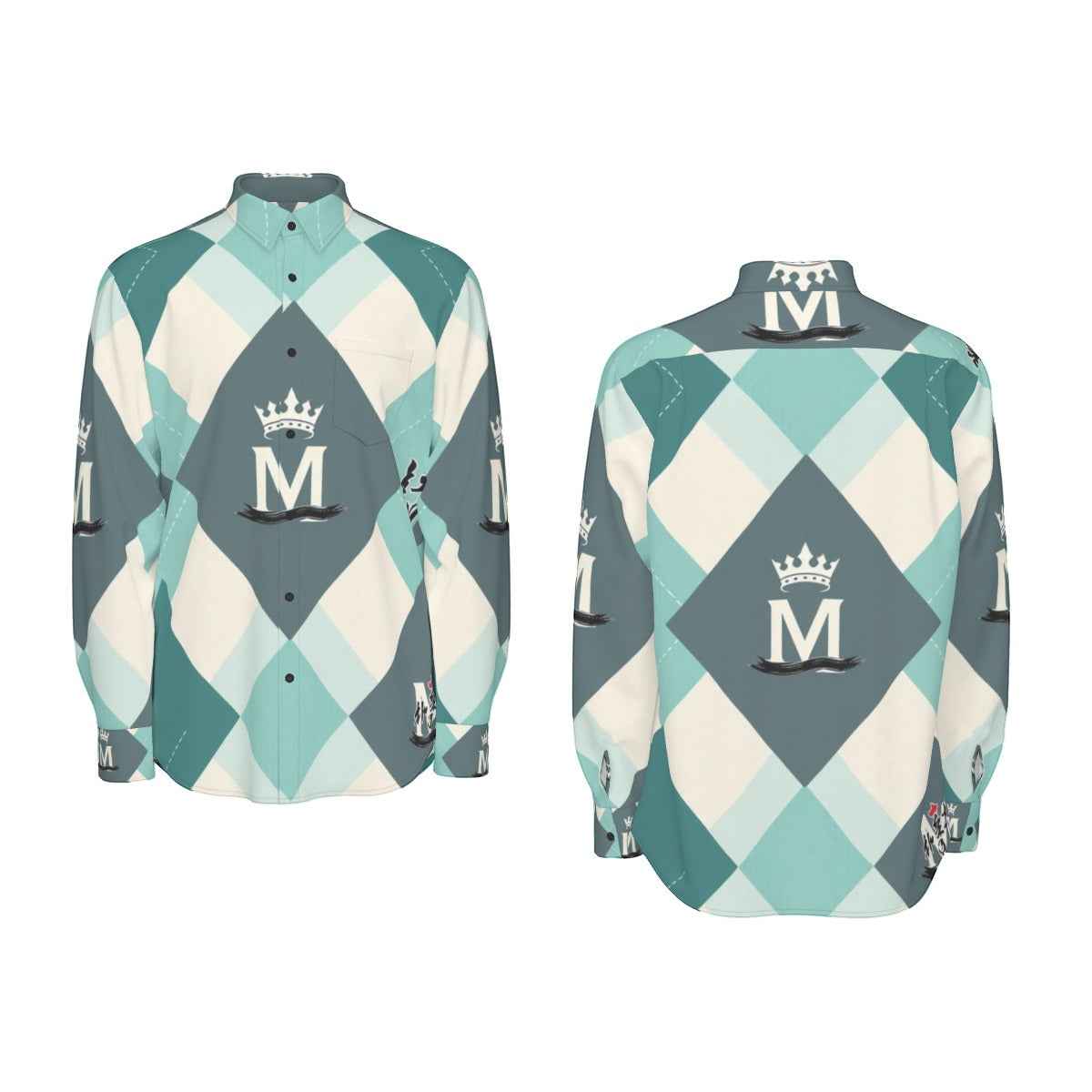 MUNSIEUR All-Over Print Men's Long Sleeve Tee Cotton