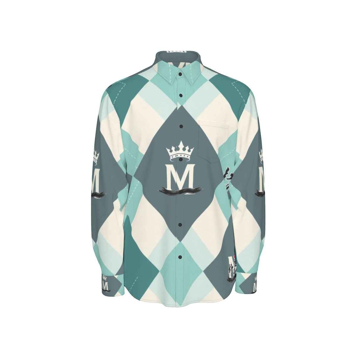 MUNSIEUR All-Over Print Men's Long Sleeve Tee Cotton