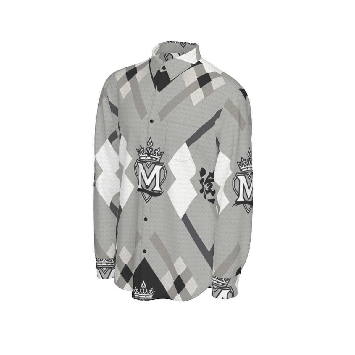 MUNSIEUR All-Over Print Men's Long Sleeve Tee Cotton