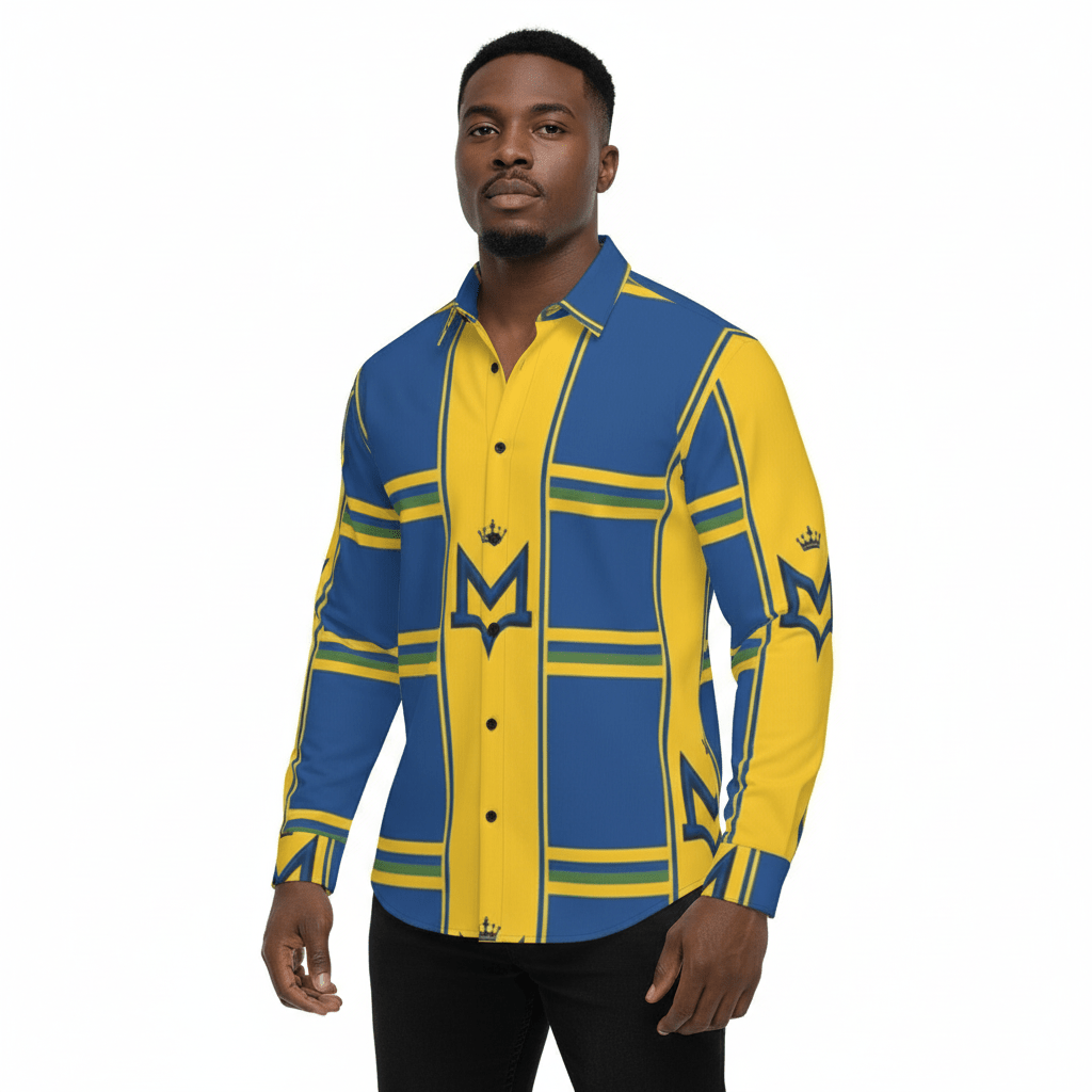 MUNSIEUR All-Over Print Men's Long Sleeve Tee Cotton