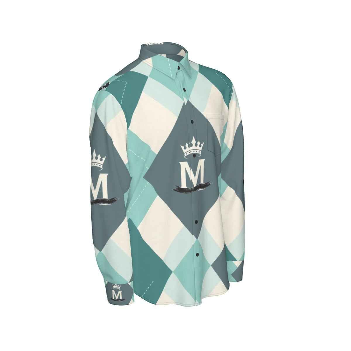 MUNSIEUR All-Over Print Men's Long Sleeve Tee Cotton