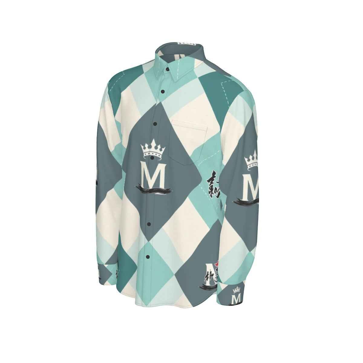 MUNSIEUR All-Over Print Men's Long Sleeve Tee Cotton