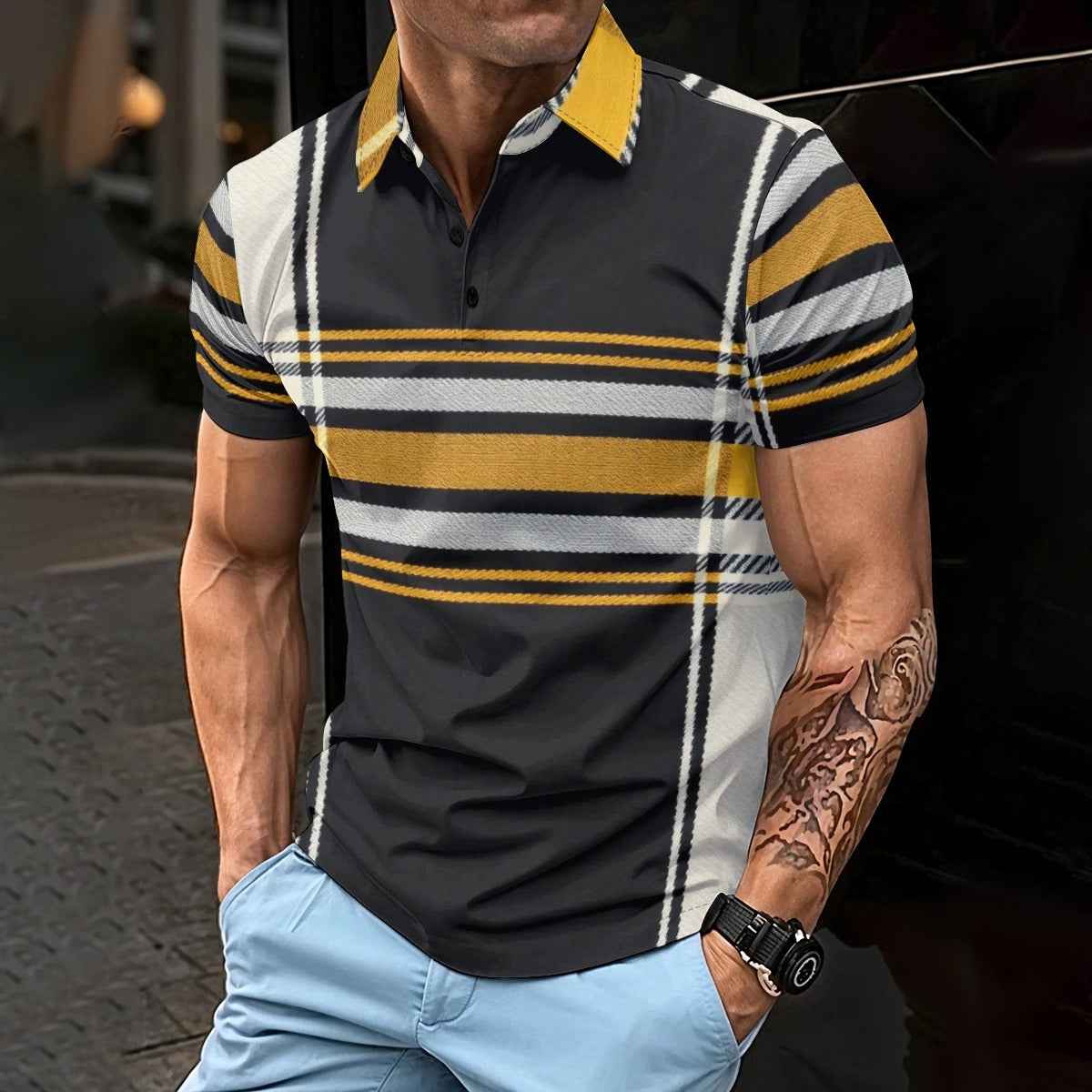 MUNSIEUR All-Over Print Men's Polo Tee