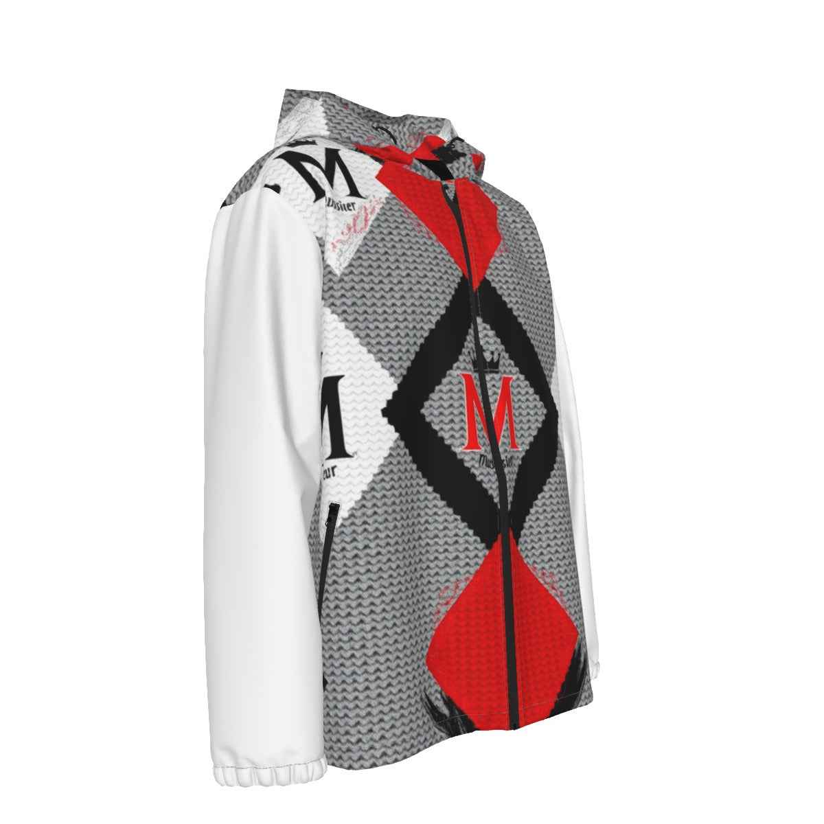 MUNSIEUR All-Over Print Men's w Zipper Windbreaker Coat