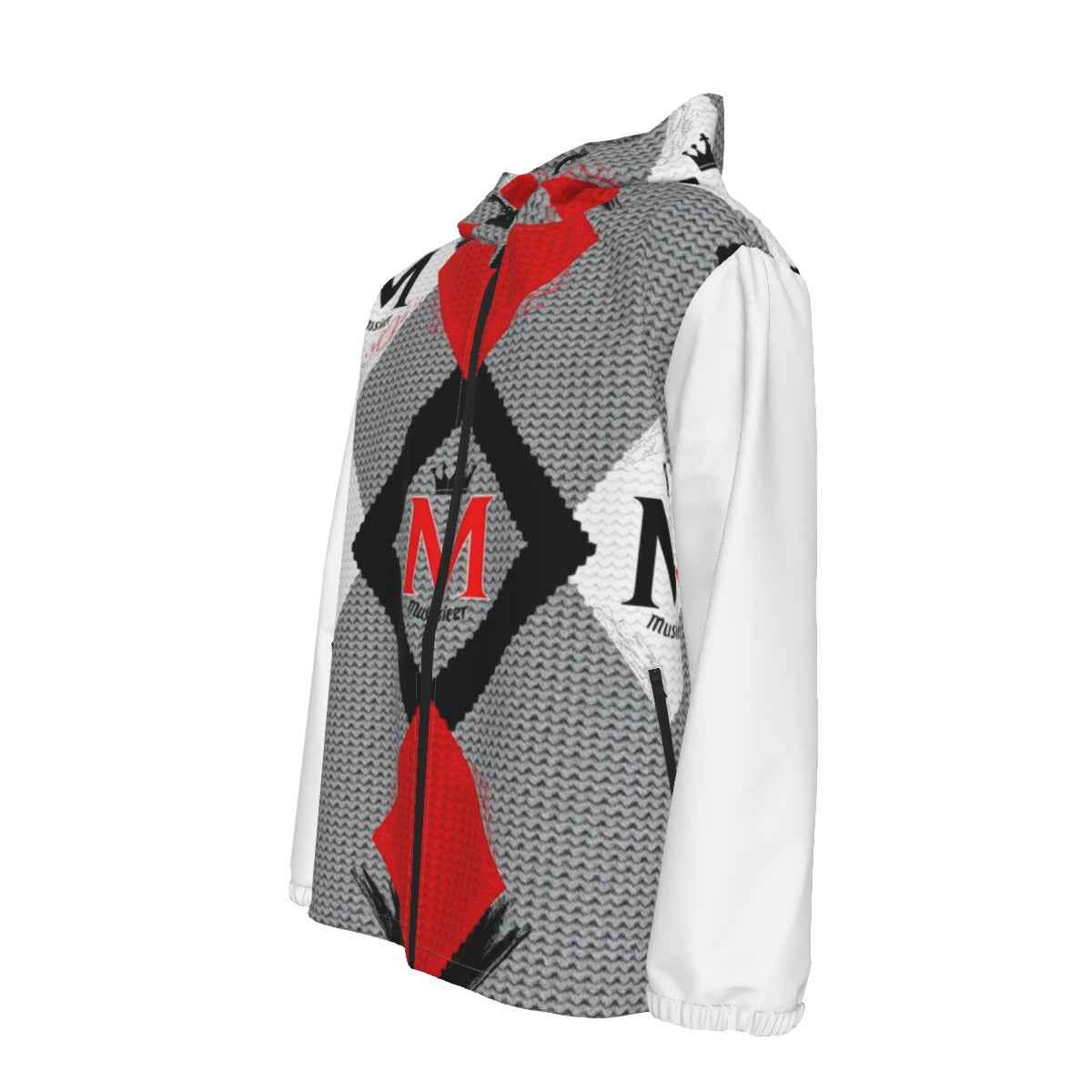 MUNSIEUR All-Over Print Men's w Zipper Windbreaker Coat