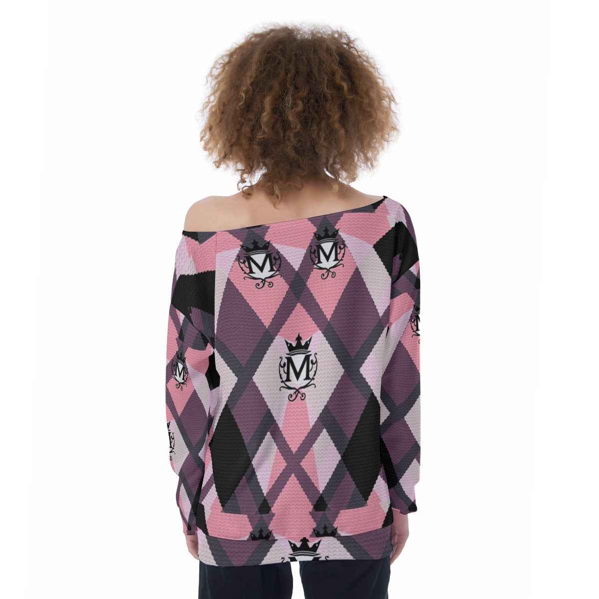 MUNSIEUR All-Over Print Oversized Women's Off-Shoulder Sweatshirt