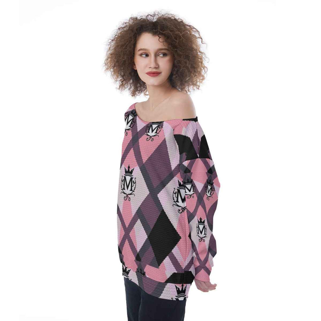 MUNSIEUR All-Over Print Oversized Women's Off-Shoulder Sweatshirt