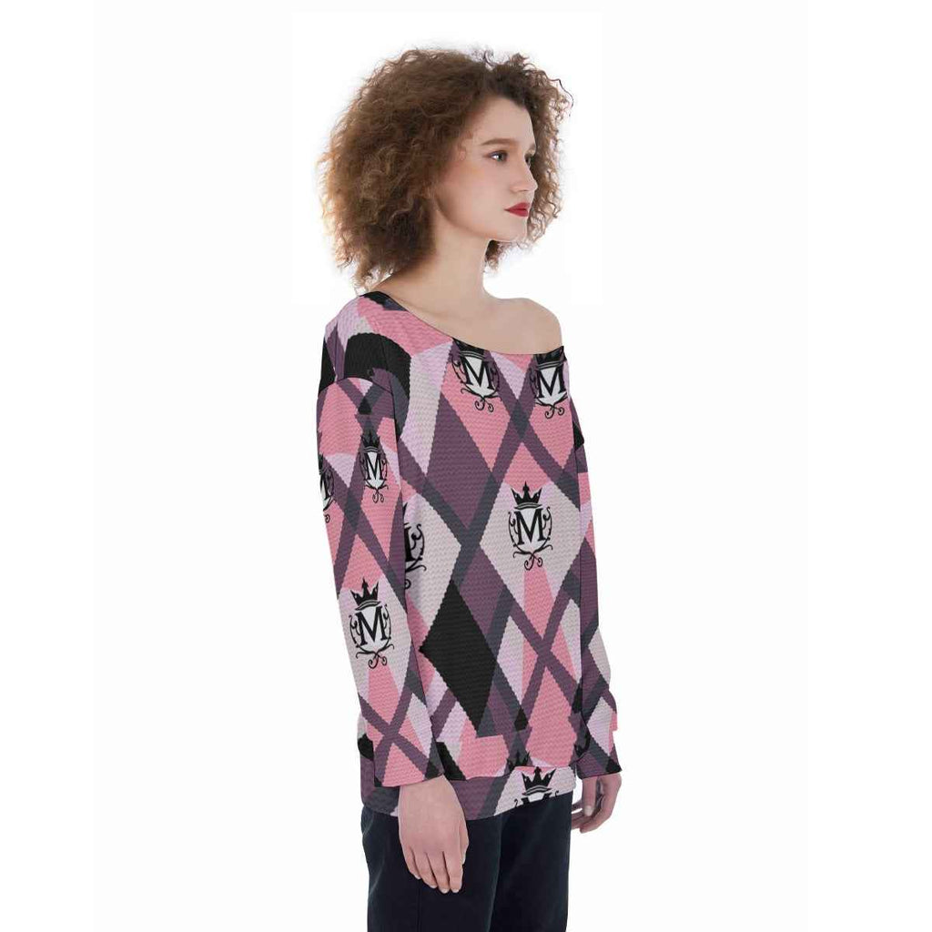 MUNSIEUR All-Over Print Oversized Women's Off-Shoulder Sweatshirt