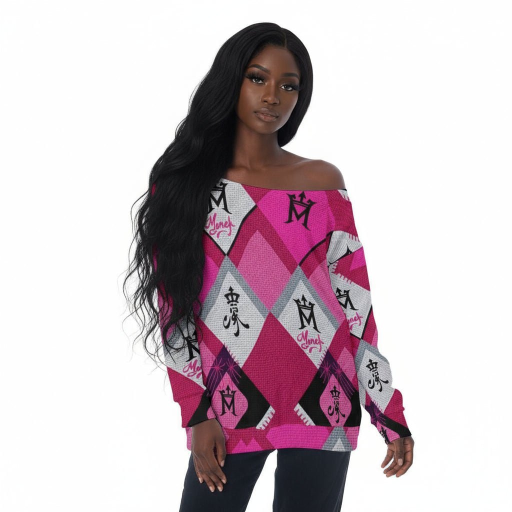 MUNSIEUR All-Over Print Oversized Women's Off-Shoulder Sweatshirt