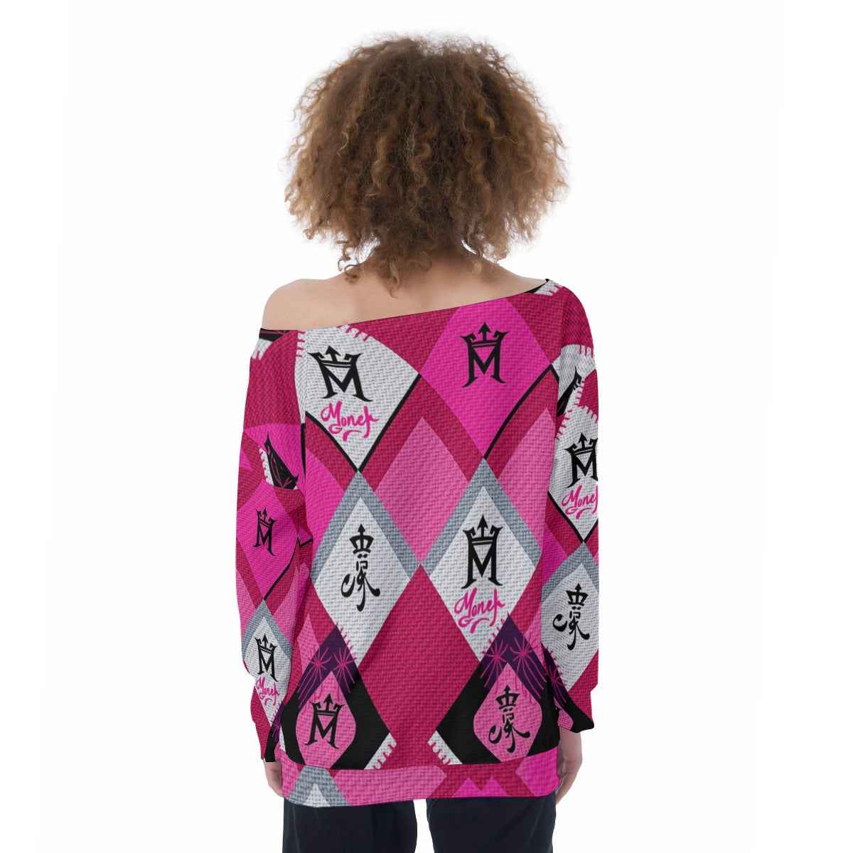 MUNSIEUR All-Over Print Oversized Women's Off-Shoulder Sweatshirt