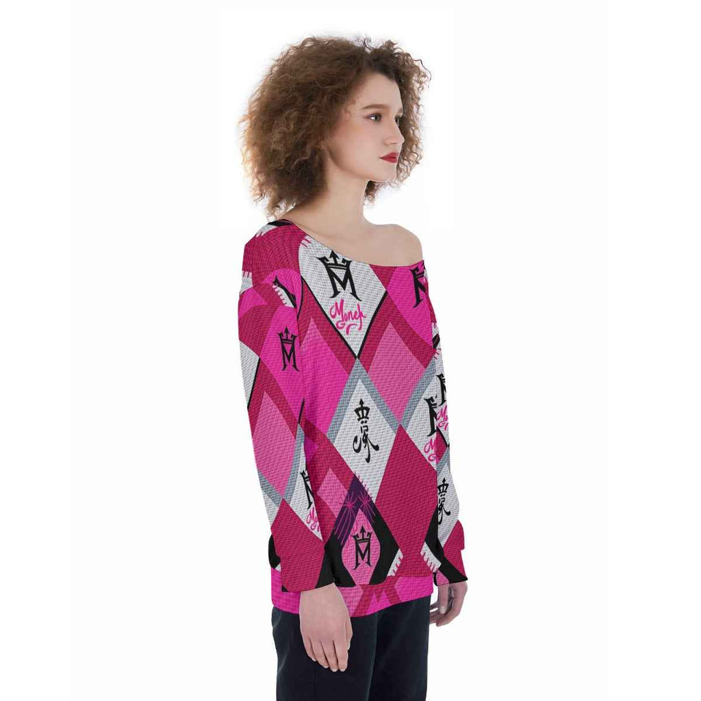 MUNSIEUR All-Over Print Oversized Women's Off-Shoulder Sweatshirt