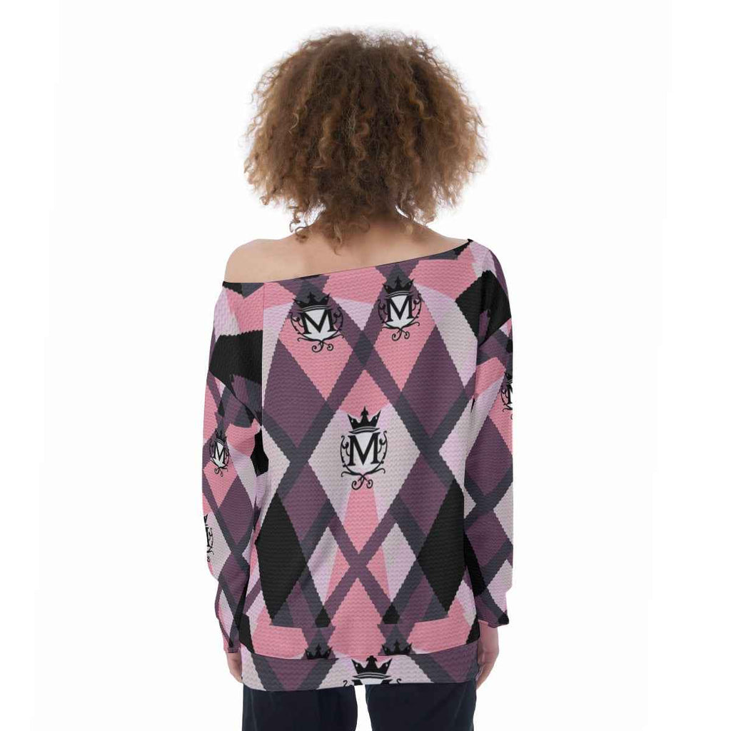 MUNSIEUR All-Over Print Oversized Women's Off-Shoulder Sweatshirt