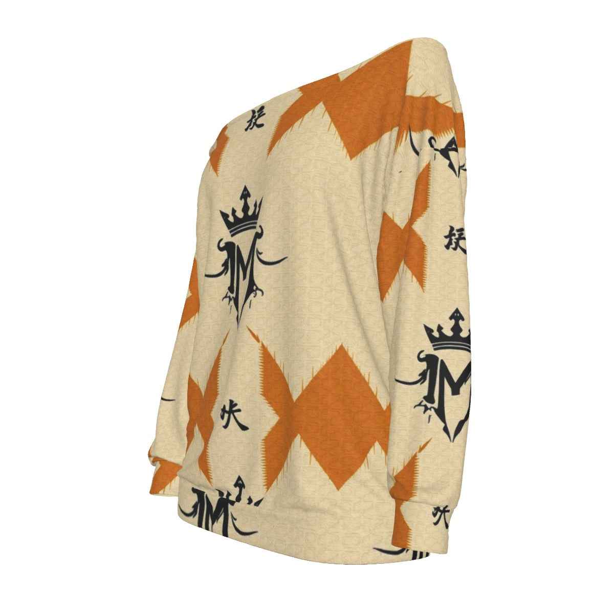 MUNSIEUR All-Over Print Oversized Women's Off-Shoulder Sweatshirt New Arrivals