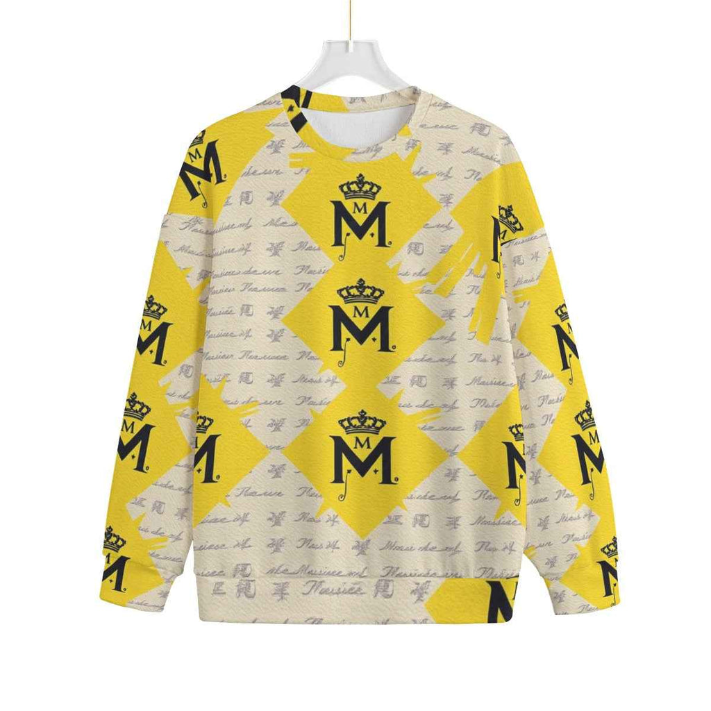 MUNSIEUR All-Over Print Unisex Hoodie Drop-shoulder Knitted Fleece Sweater