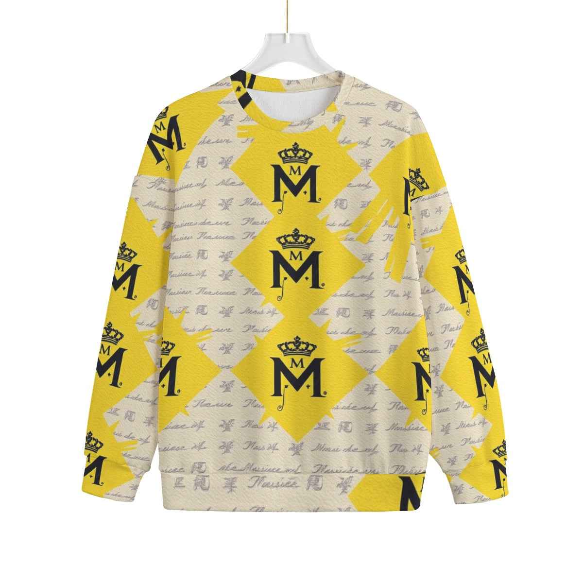 MUNSIEUR All-Over Print Unisex Hoodie Drop-shoulder Knitted Fleece Sweater