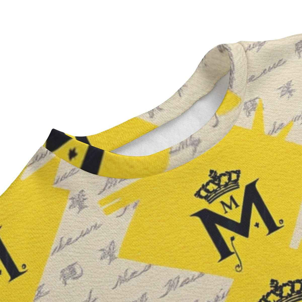 MUNSIEUR All-Over Print Unisex Hoodie Drop-shoulder Knitted Fleece Sweater