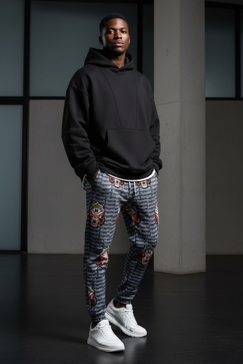 310GSM All-Over Print Joggers – Heavyweight Cotton | MUNSIEUR