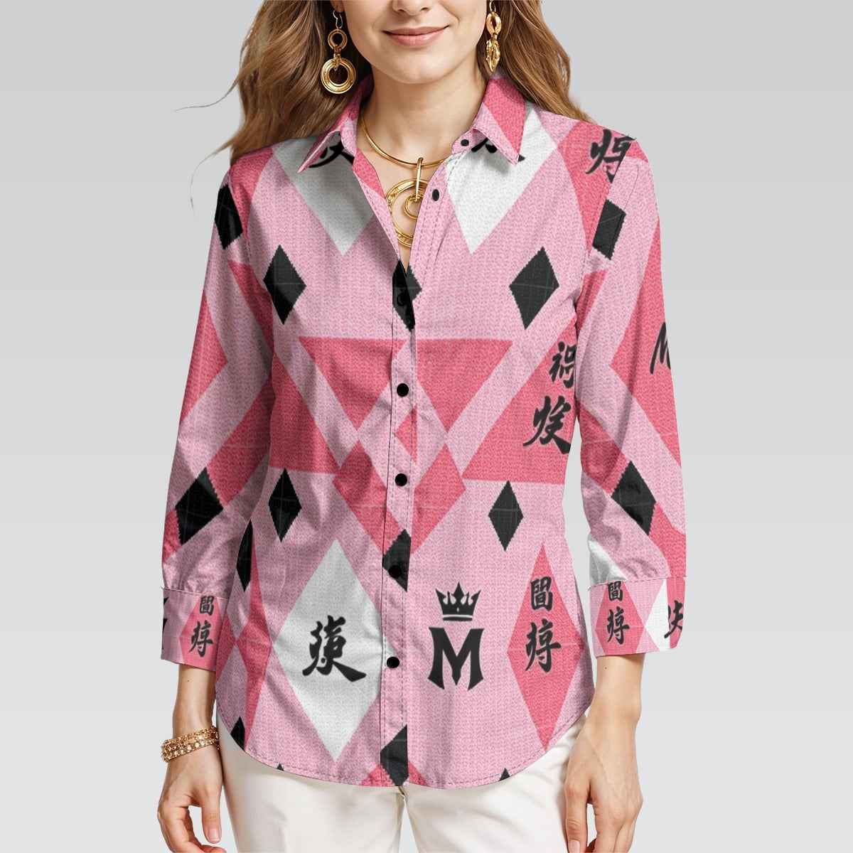 MUNSIEUR All-Over Print Women's 3/4 Sleeve Blouse