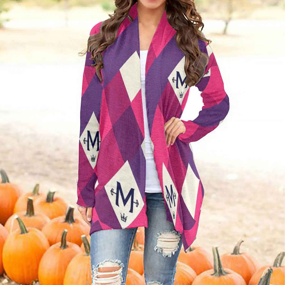 MUNSIEUR All-Over Print Women's Cardigan With Long Sleeve Sweater