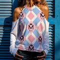 MUNSIEUR All-Over Print Women's Cold Shoulder Blouse