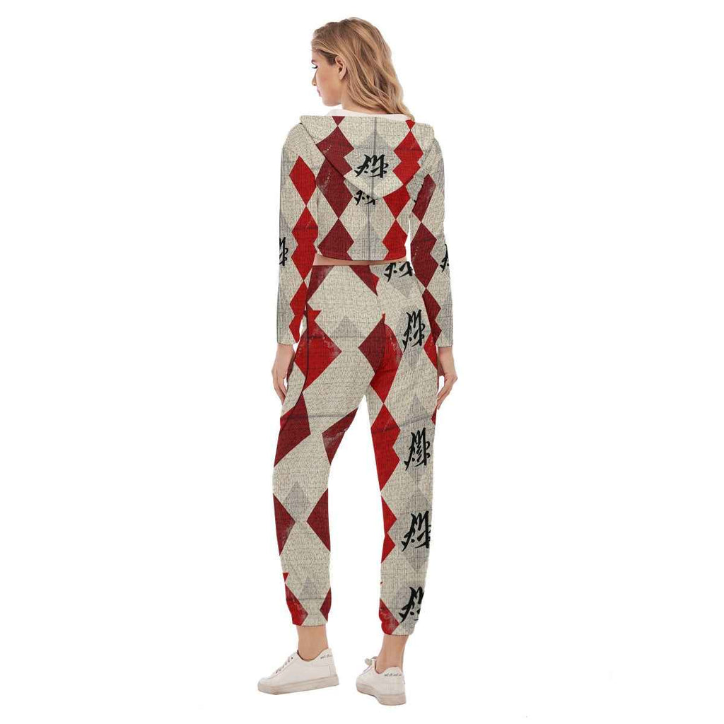 MUNSIEUR All-Over Print Women's Crop Sweater Set