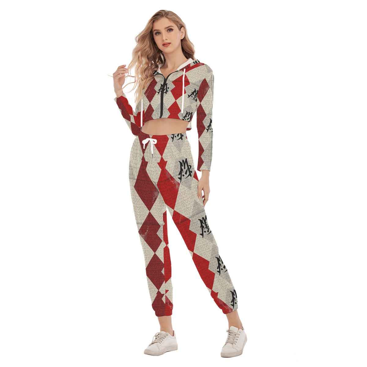 MUNSIEUR All-Over Print Women's Crop Sweater Set
