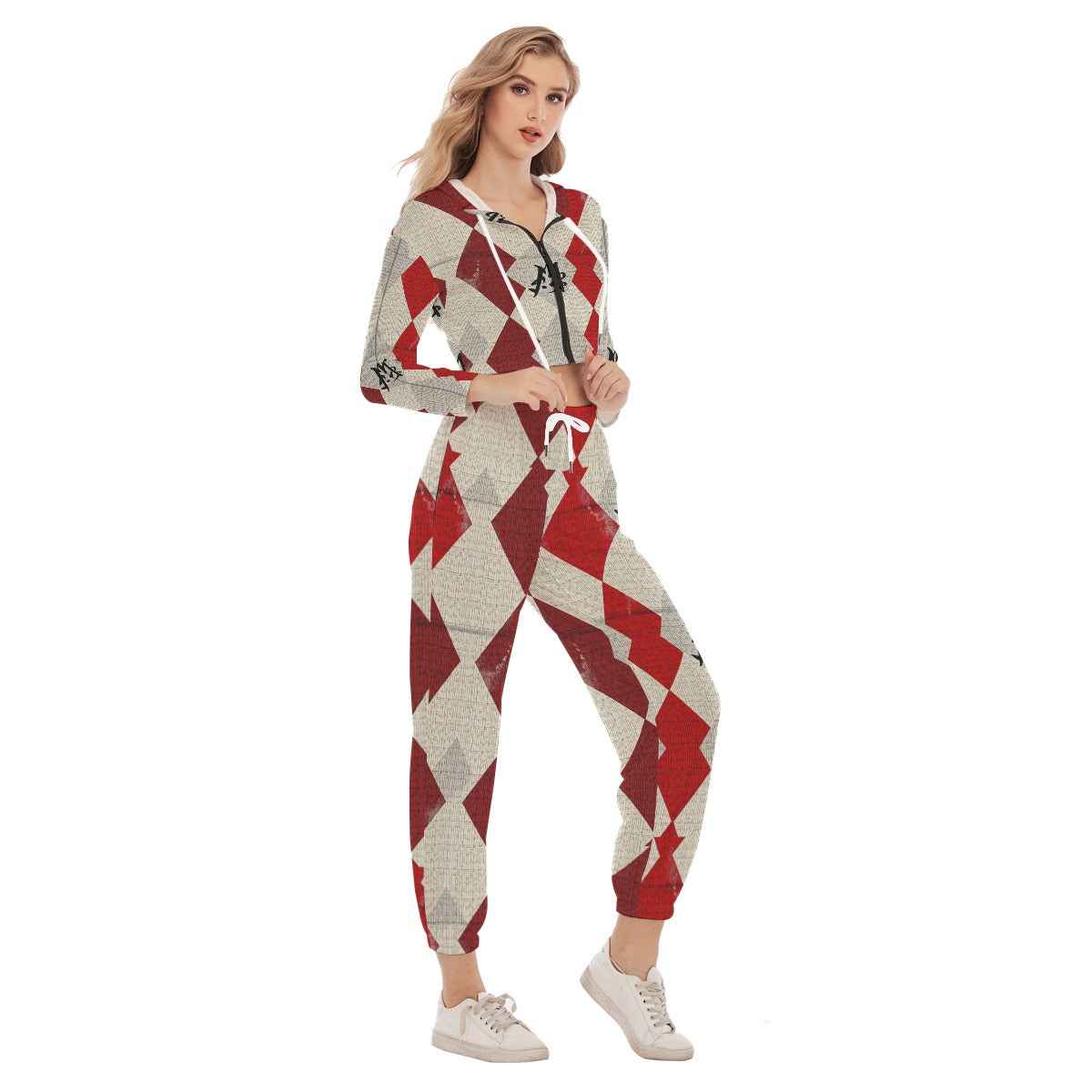 MUNSIEUR All-Over Print Women's Crop Sweater Set