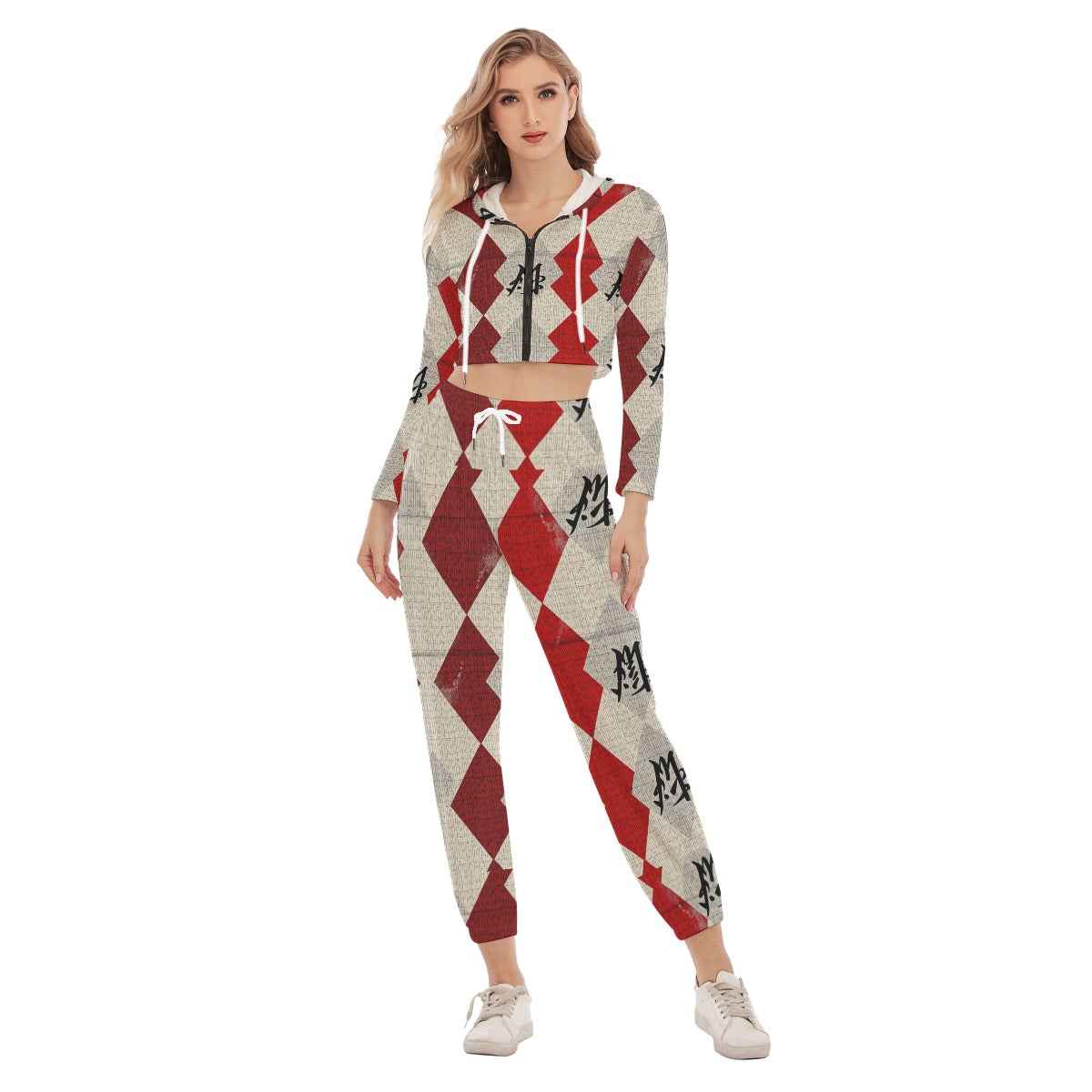 MUNSIEUR All-Over Print Women's Crop Sweater Set