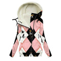 MUNSIEUR All-Over Print Women's Long Jacket With Fleece Lining — Pink