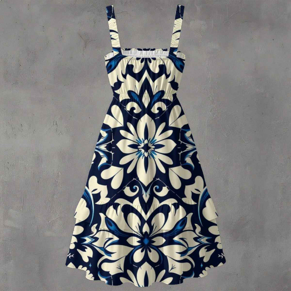 MUNSIEUR All-Over Print Women‘s Ruffle Hem Dress
