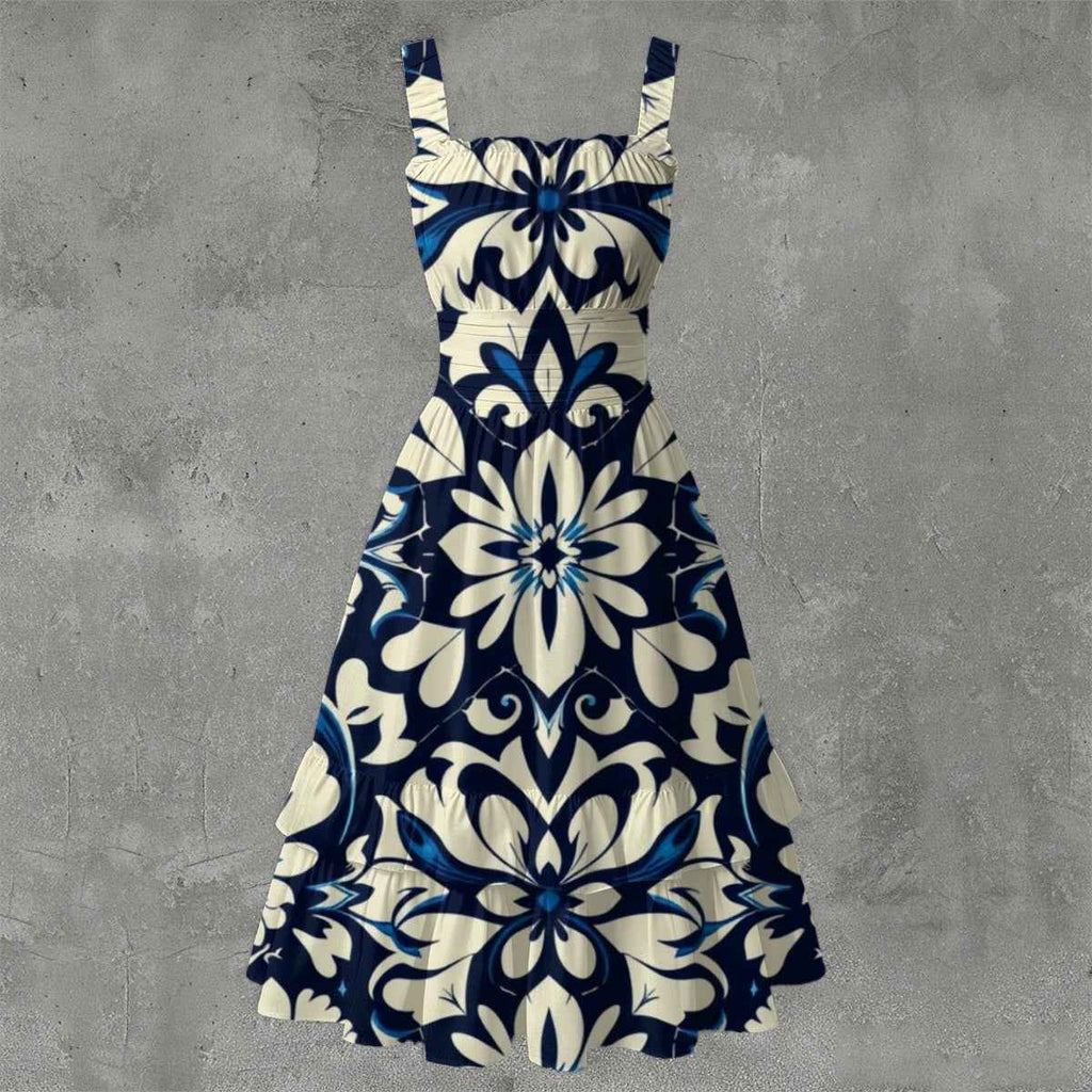 MUNSIEUR All-Over Print Women‘s Ruffle Hem Dress