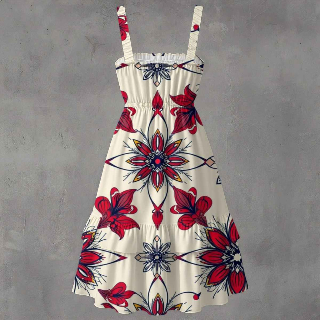 MUNSIEUR All-Over Print Women‘s Ruffle Hem Dress