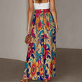 MUNSIEUR All-Over Print Ruffled Wide-Leg Flowy Boho Jeans