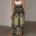 MUNSIEUR All-Over Print Women's Ruffled Wide-Leg Jeans