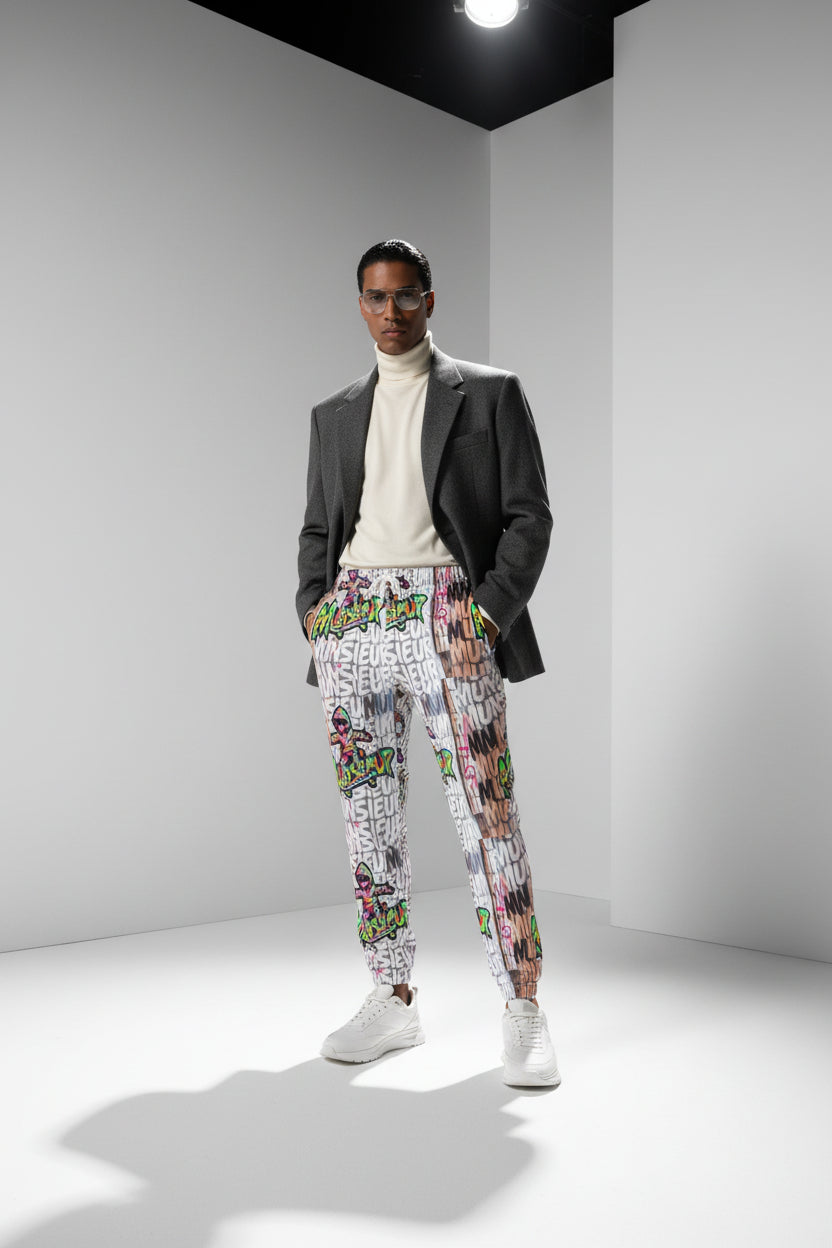 Men's 310GSM All-Over Print Joggers – Heavyweight Cotton | MUNSIEUR