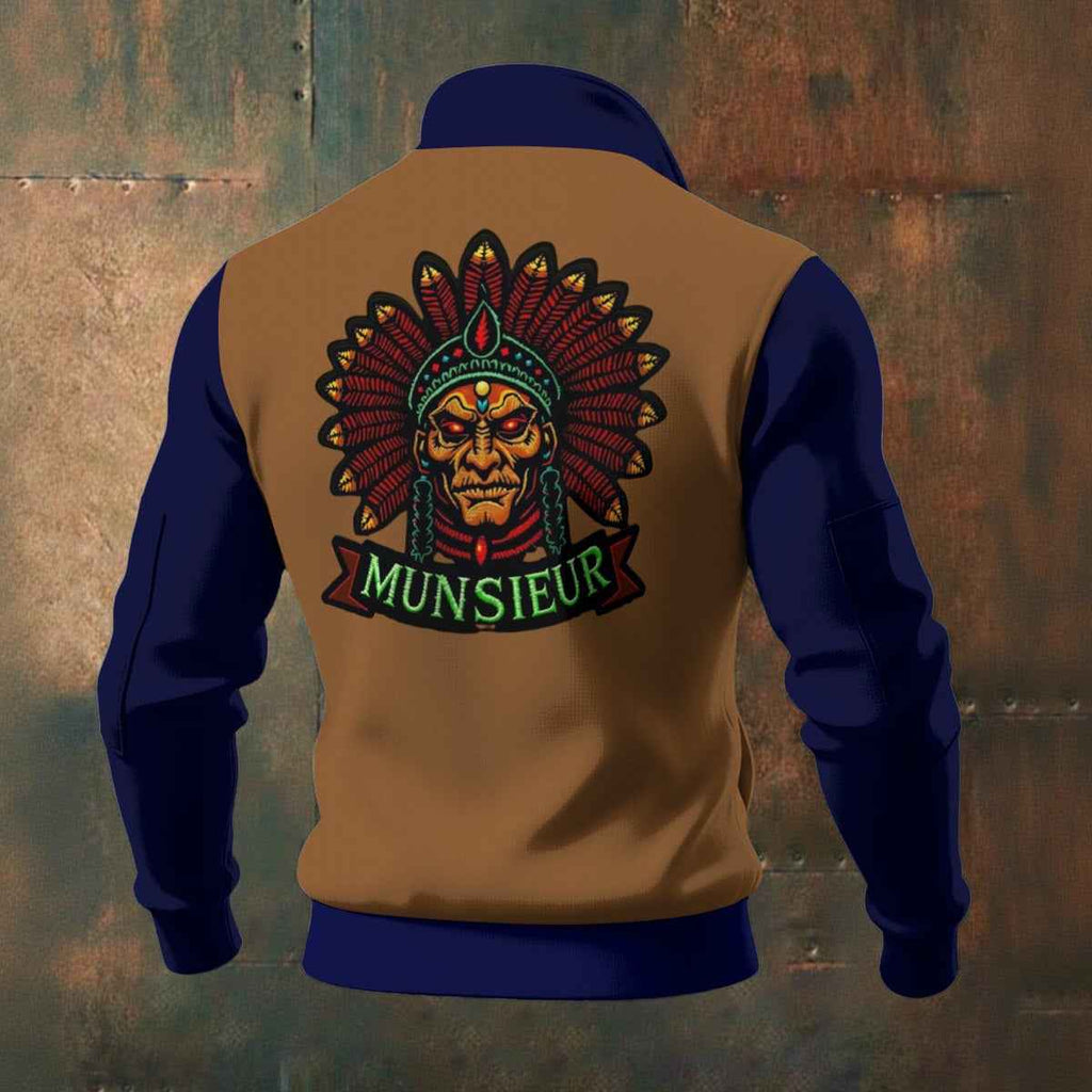 MUNSIEUR Thanksgiving Collection All-Over Print Men's Thick Knit Fleece Coat New Arrivals