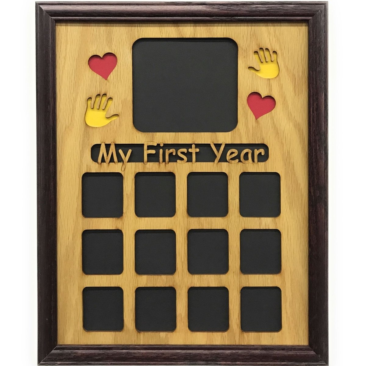 My First Year Picture Frame with Handprints & Hearts 11"x14"