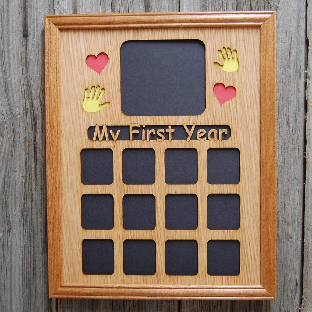My First Year Picture Frame with Handprints & Hearts 11"x14"