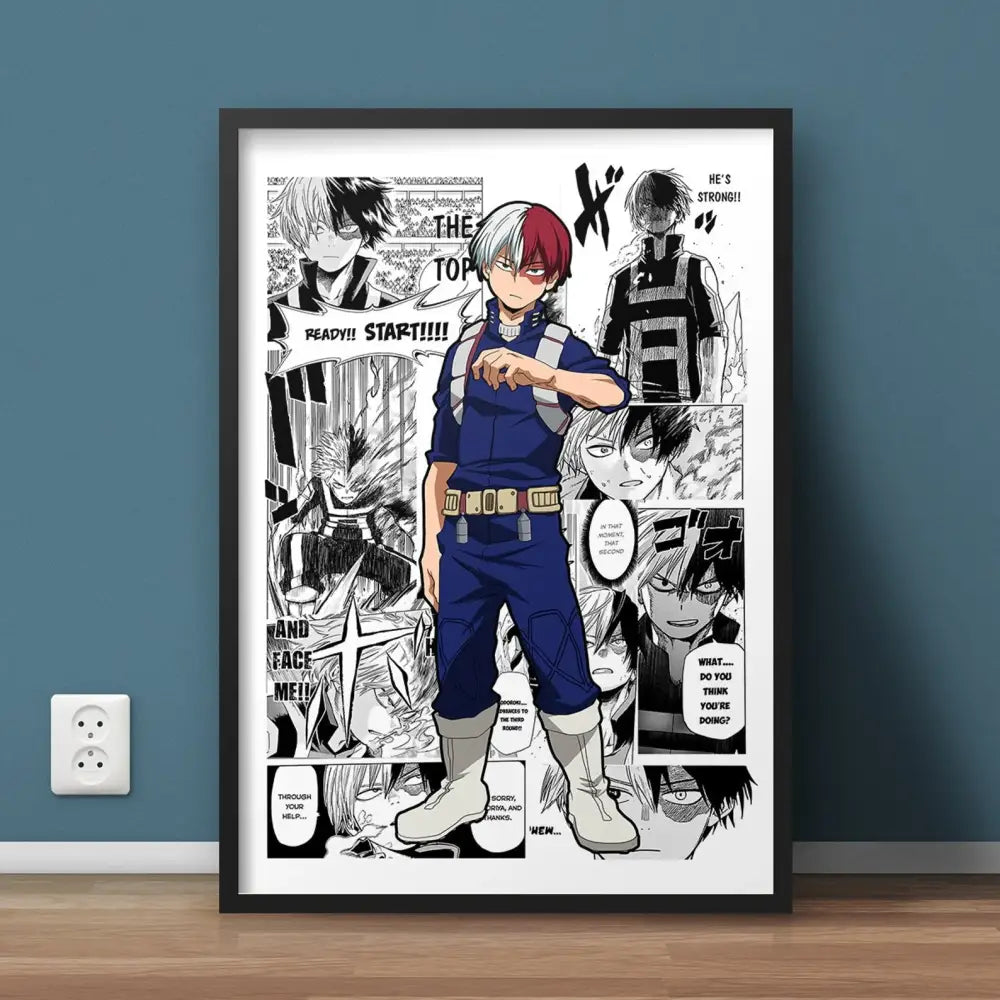 Modern framed hero academia canvas set bedroom comic art prints