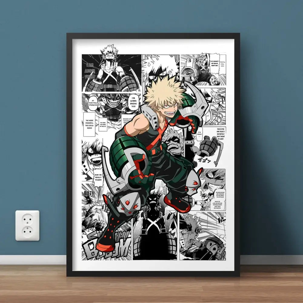 Modern framed hero academia canvas set bedroom comic art prints