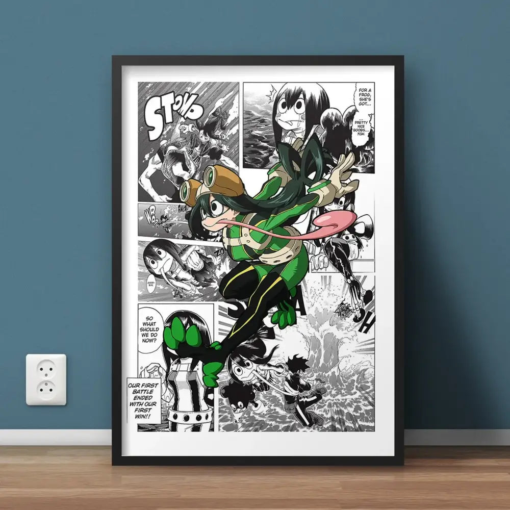 Modern framed hero academia canvas set bedroom comic art prints