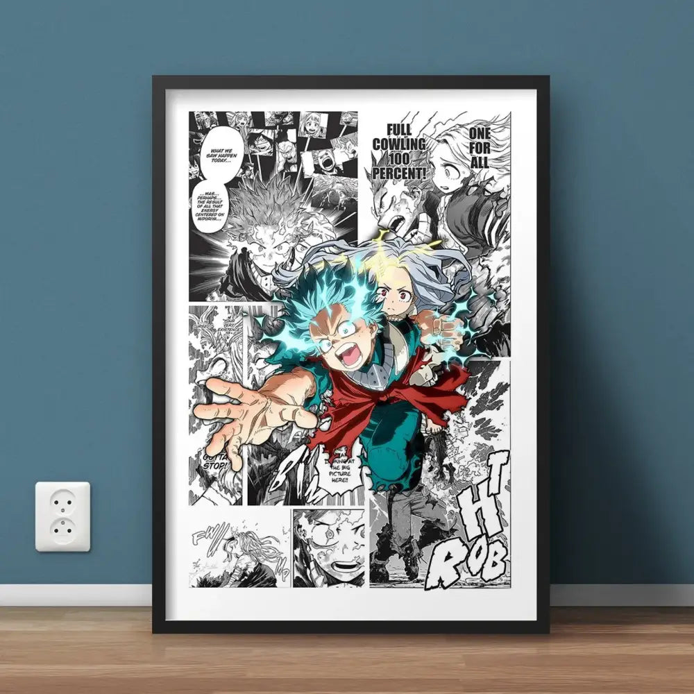 Modern framed hero academia canvas set bedroom comic art prints