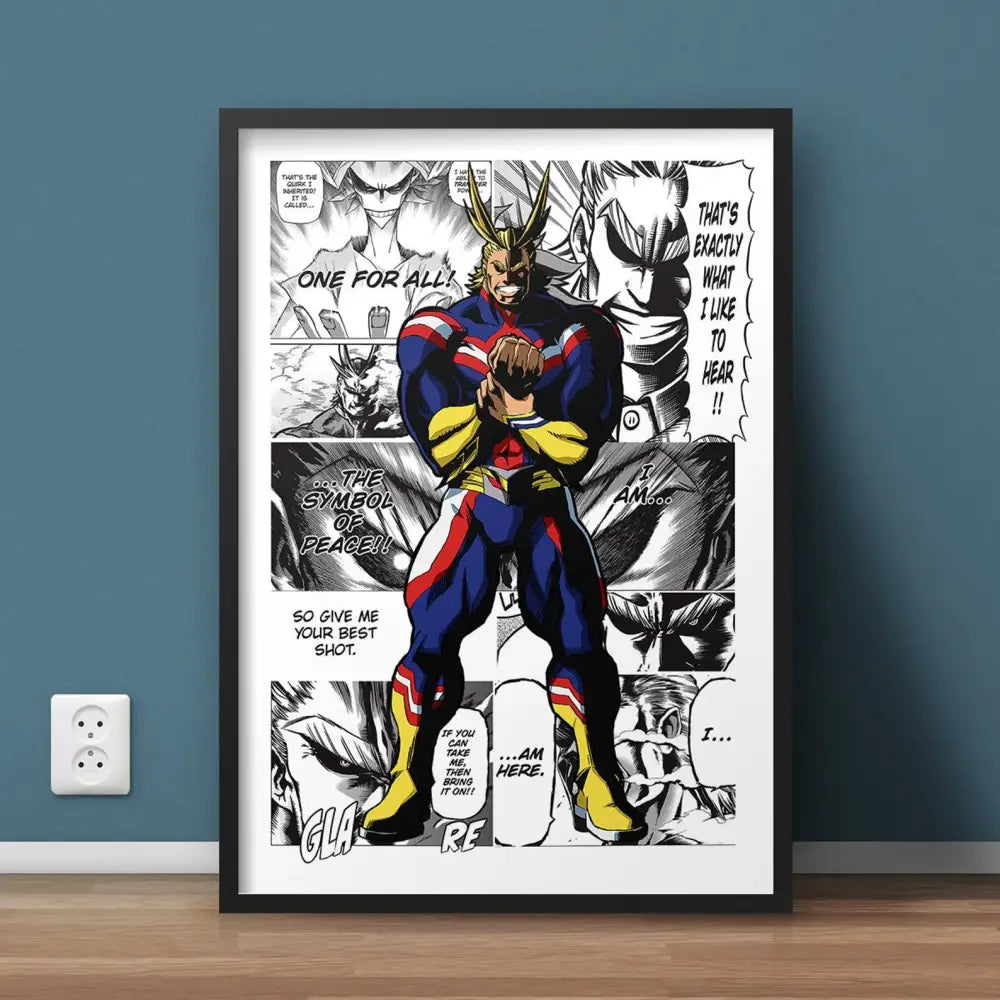 Modern framed hero academia canvas set bedroom comic art prints