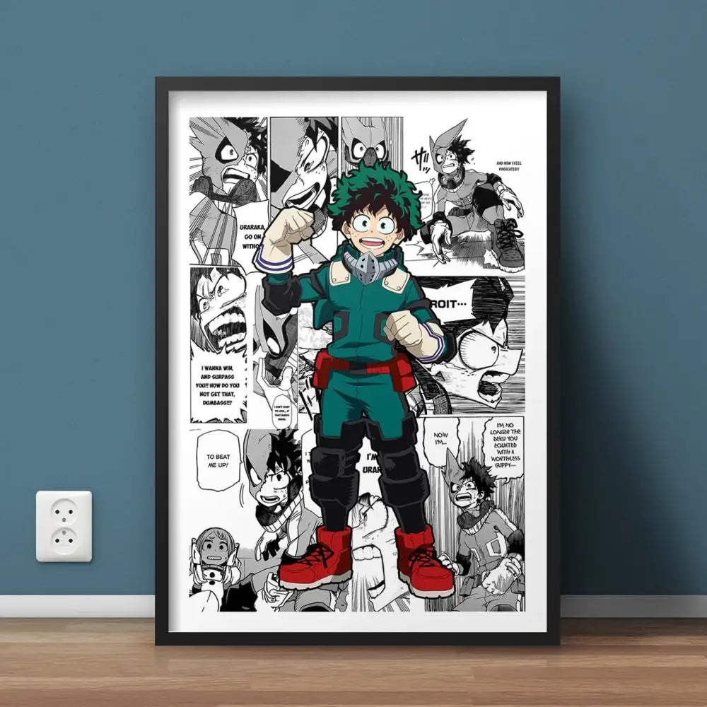 Modern framed hero academia canvas set bedroom comic art prints