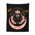 Mystic cat witch moon star wall hanging bedroom psychedelic tapestry